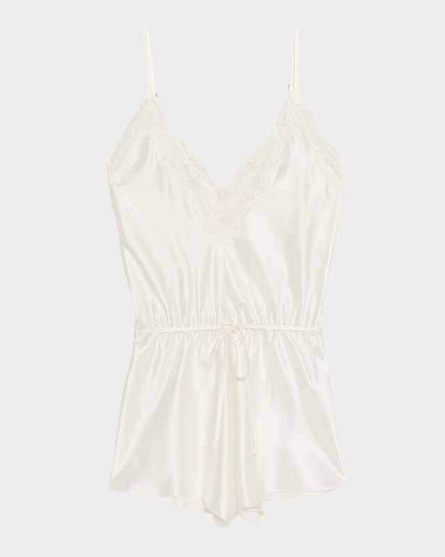 Lace-Trim Silk Romp